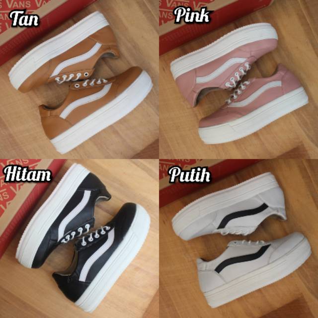 Sepatu Wanita Vans Oldskool Peach Grey Pink Black Yellow Tosca Green White Women Sneakers Cewek