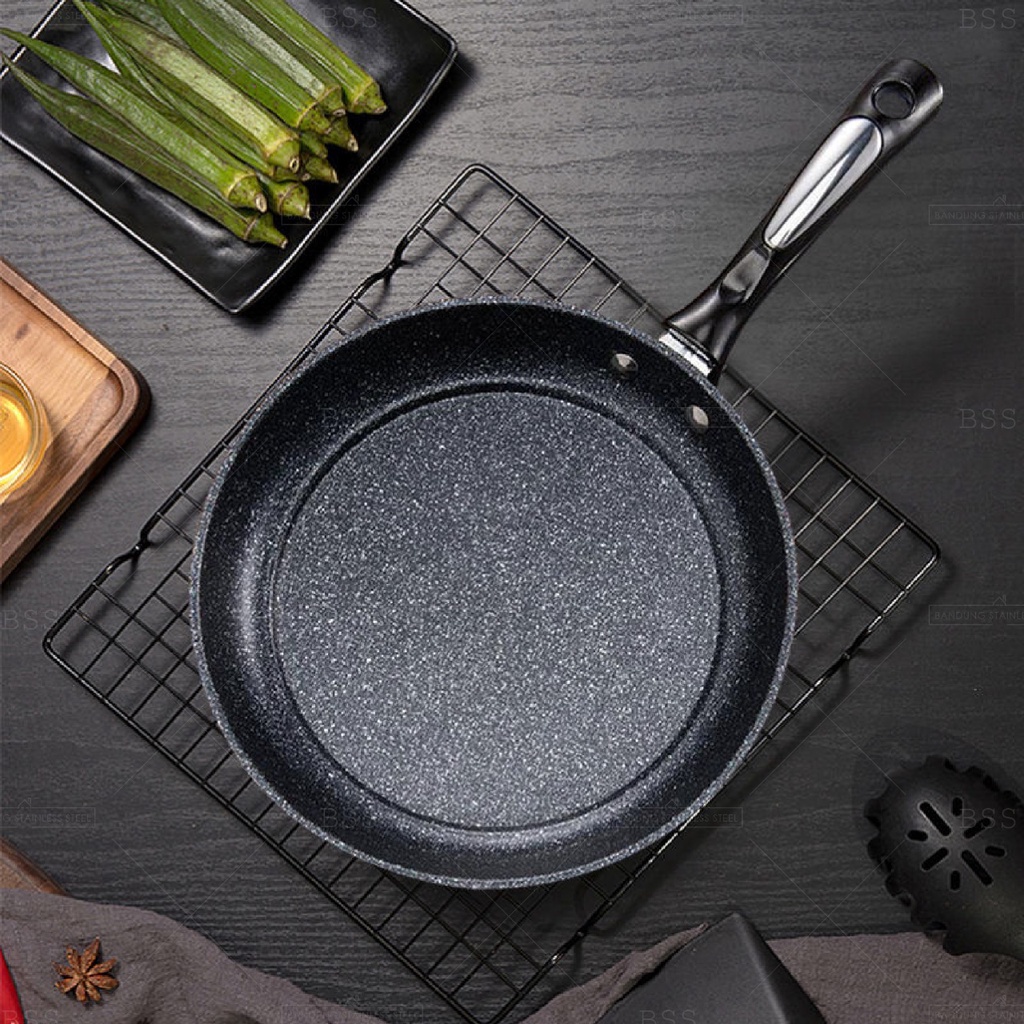 Fry Pan Teflon Anti Lengket Wok Medical Stone 22cm 25cm 28cm Frypan Penggorengan Wajan Masak