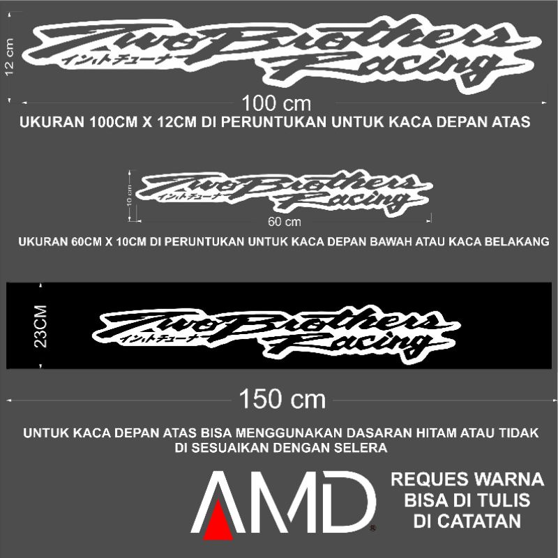 Stiker kaca depan sticker mobil stiker belakang mobil TWO BROTHERS RACING JDM KENJI