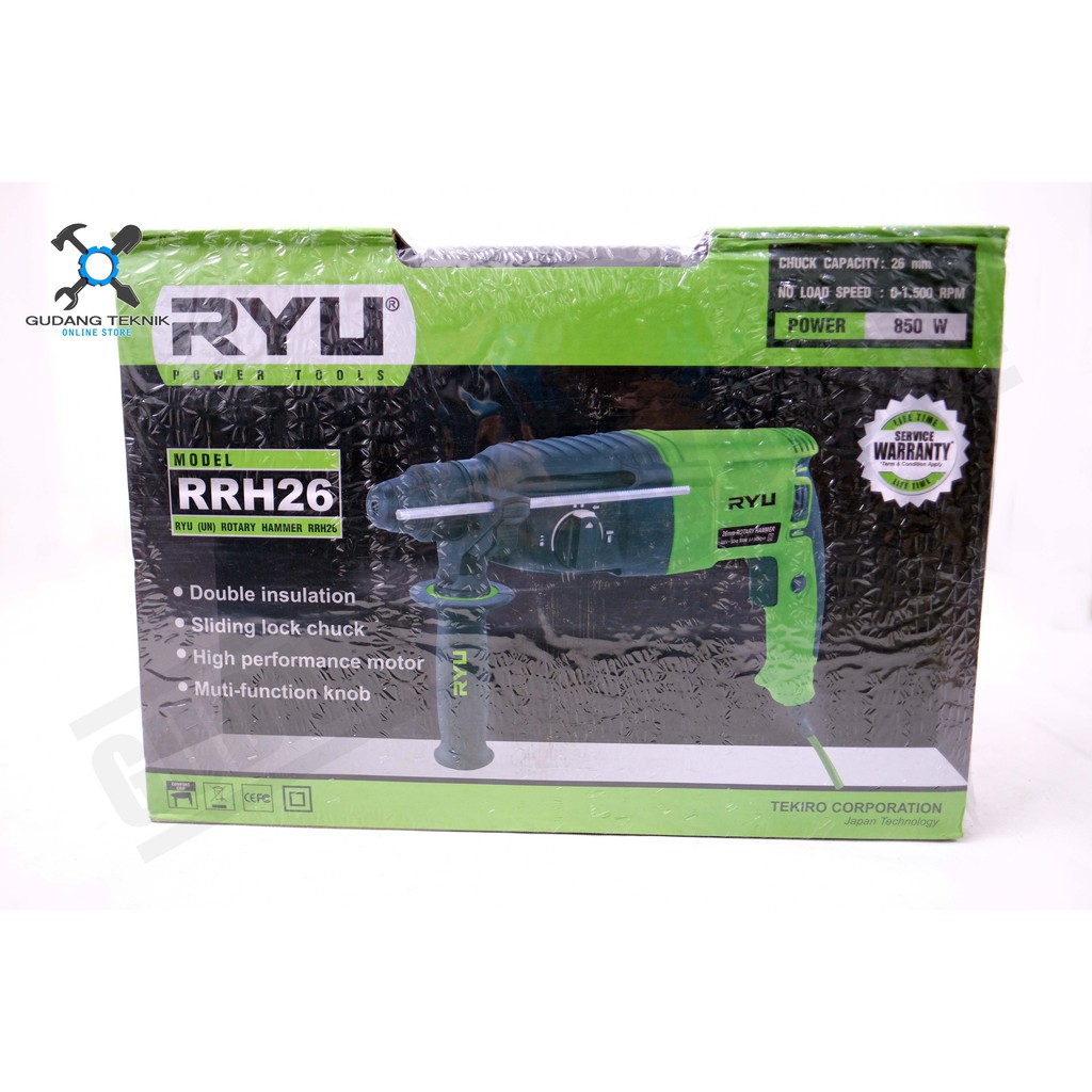 MESIN BOR BETON BOBOK SDS PLUS RYU RRH-26 / ROTARY HAMMER RYU RRH26