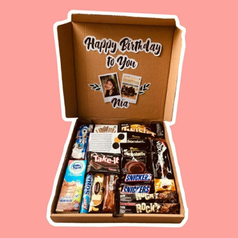 

SNACK BOX GIFT BOX ISI COKLAT KADO ULANG TAHUN