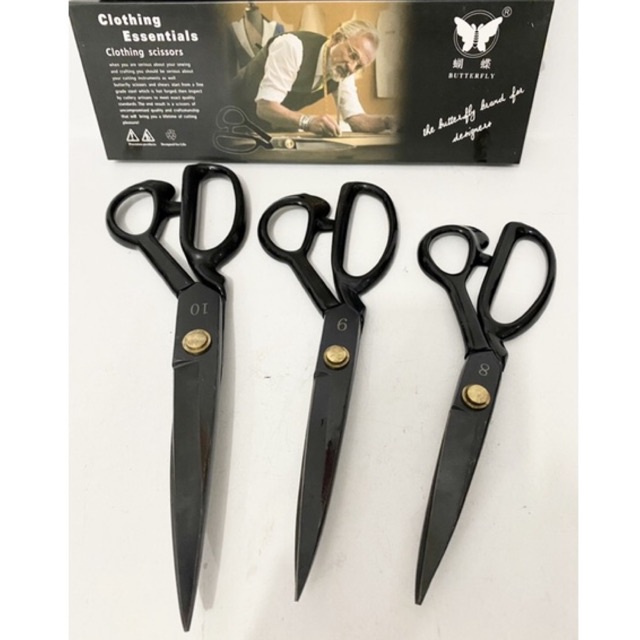 Gunting Kain Butterfly Gagang Karet Premium 8” 9” 10” dan 12” Professional Tailor Scissors