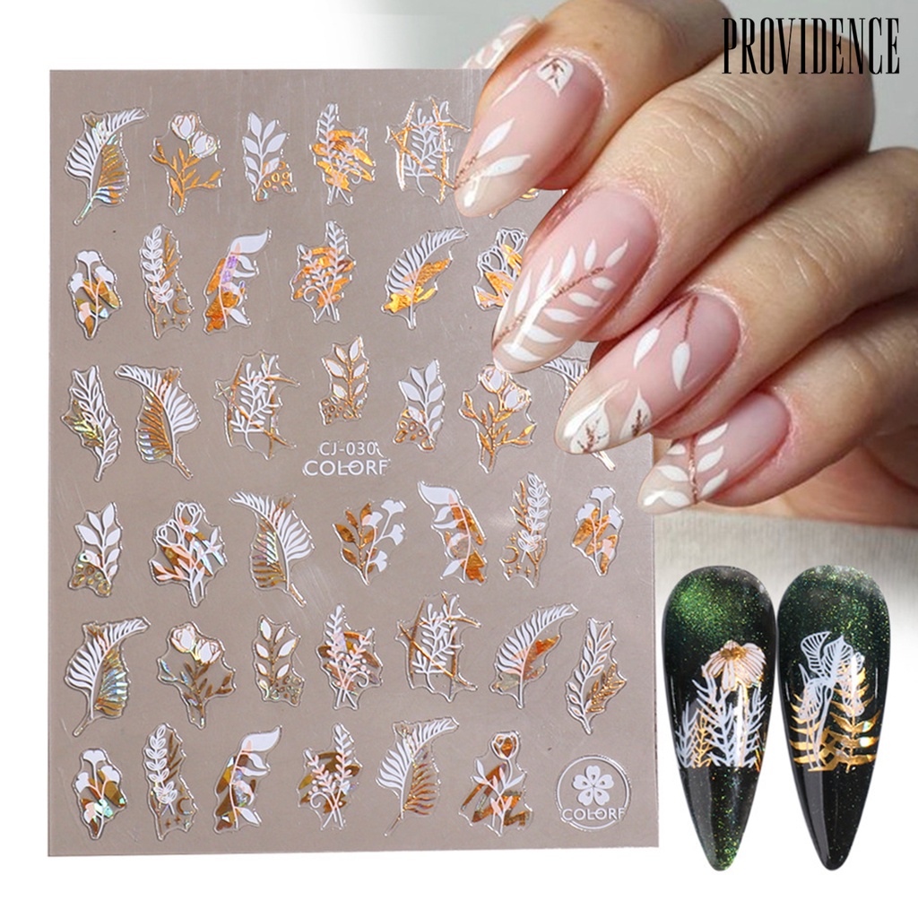 Stiker Kuku Efek Glitter 3d Desain Daun Pohon Bronzing Ultra Tipis Untuk Manicure