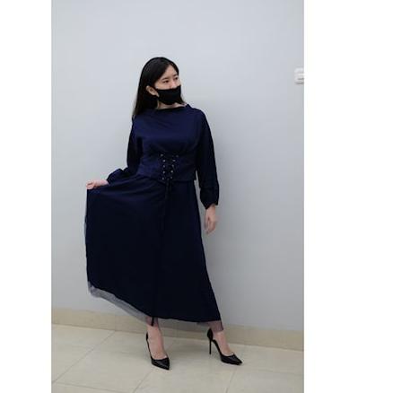DZPA Dress Korean Style Wanita Korea Casual Dress Baju Dres Pesta Party Long Dress Set Wanita Korea