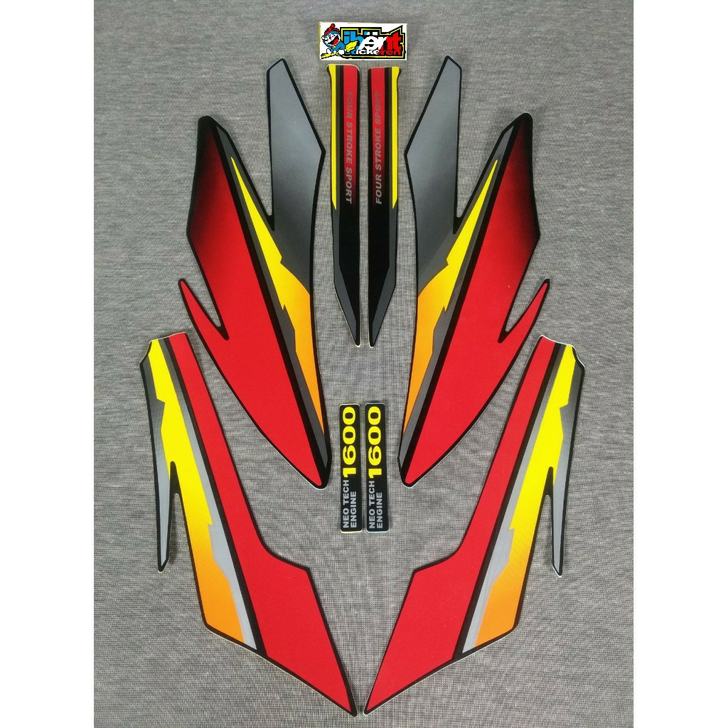 STIKER STRIPING LIS STANDAR ORI HONDA GL PRO MERAH KUNING TAHUN 1997