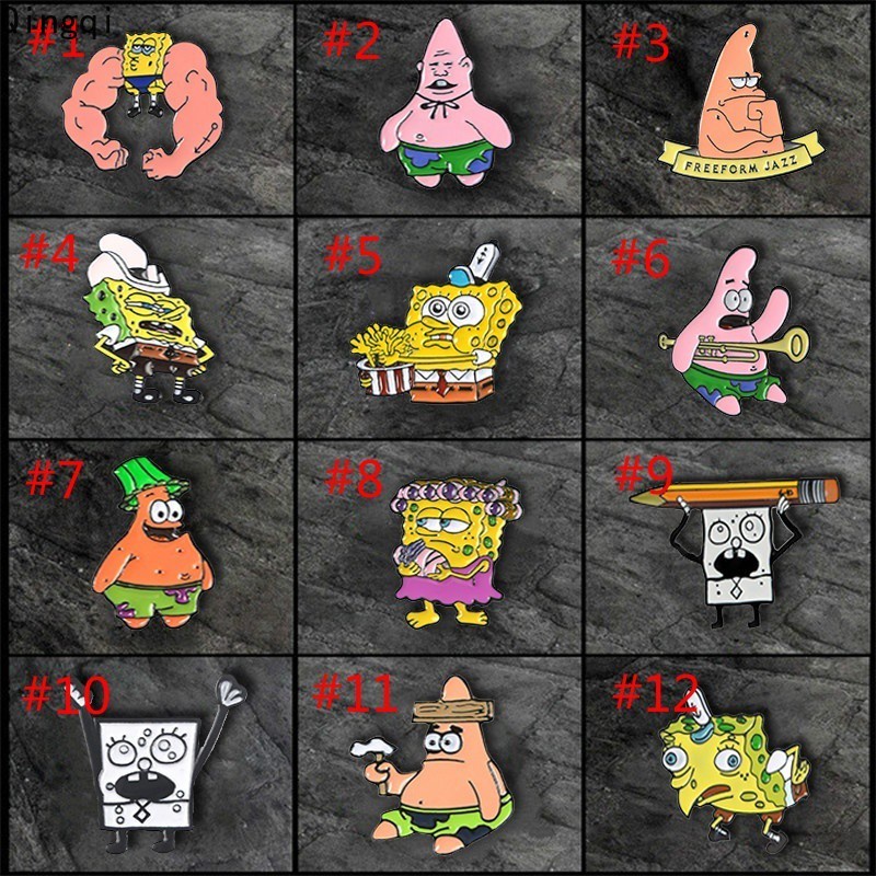 Bros Pin Enamel Bentuk Kartun SpongeBob SquarePants Patrick StarBrooch Untuk Anak