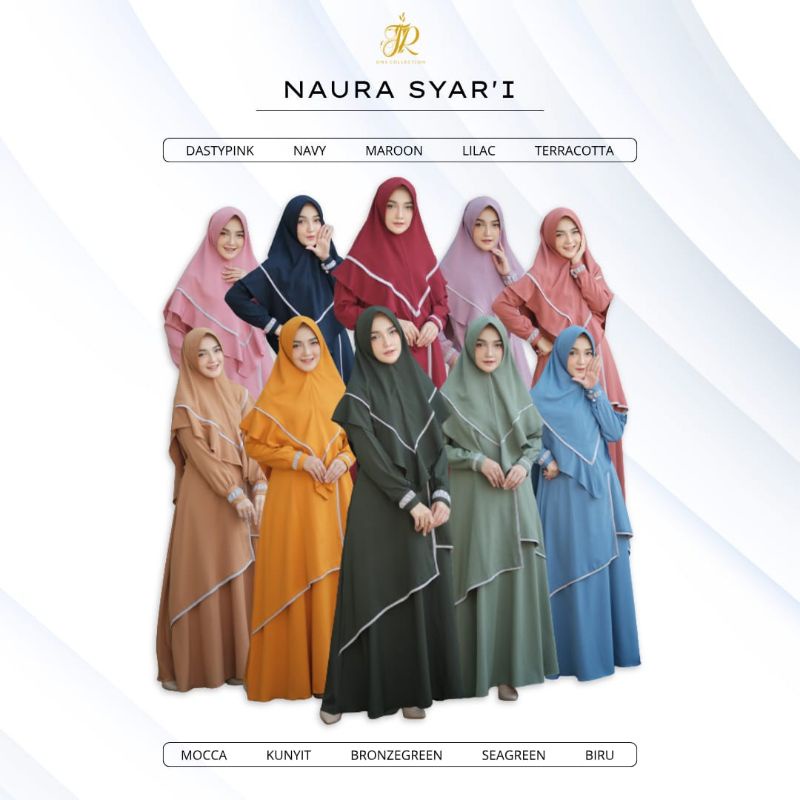 Naura Syar'i ORI By JR One // Set Gamis Syar'i // One Set Gamis Muslimah Hijab Syar'i
