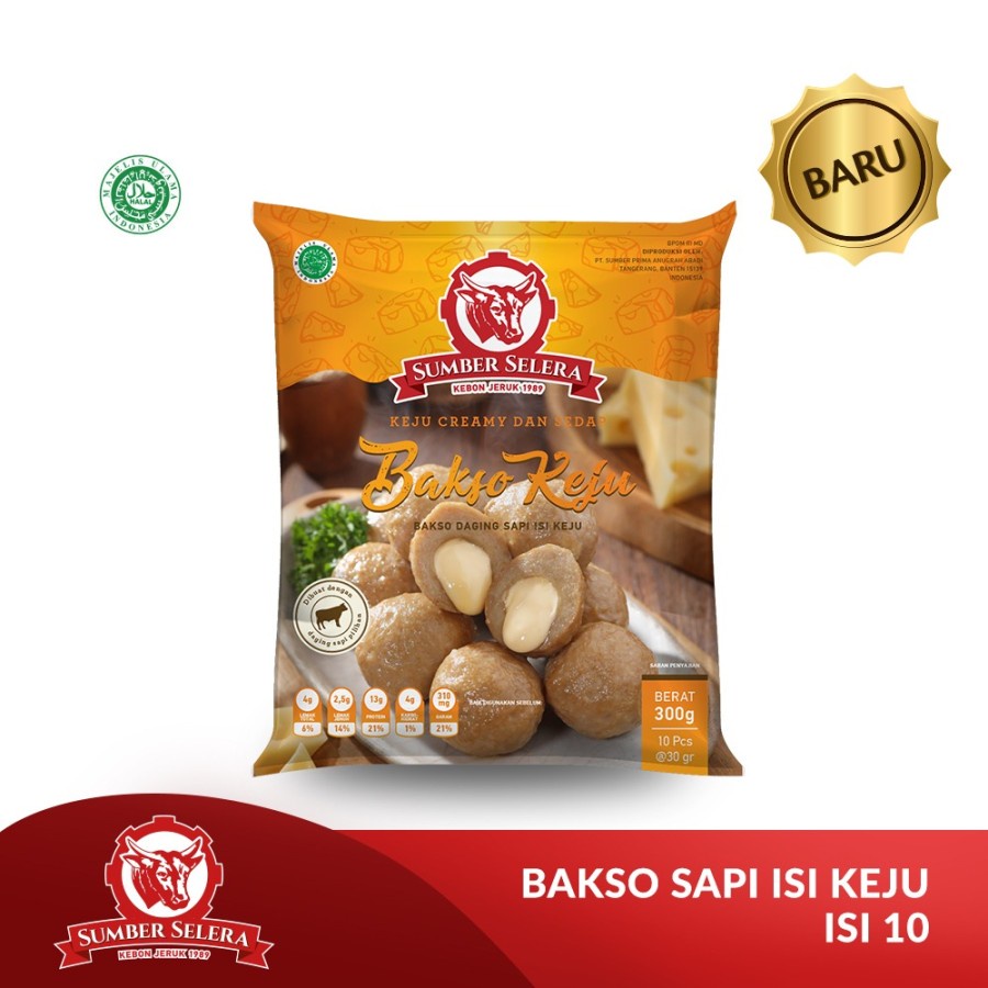 BAKSO SAPI ISI KEJU SUMBER SELERA 300GR CHEESE BEEF MEATBALL 10PCS HALAL