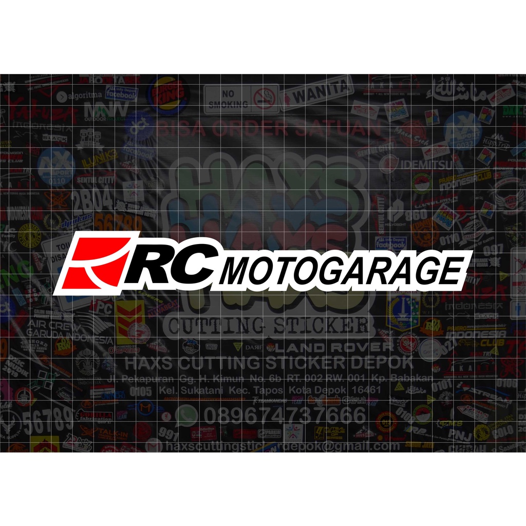 Cutting Sticker Logo RC Motogarage Ukuran 20 Cm