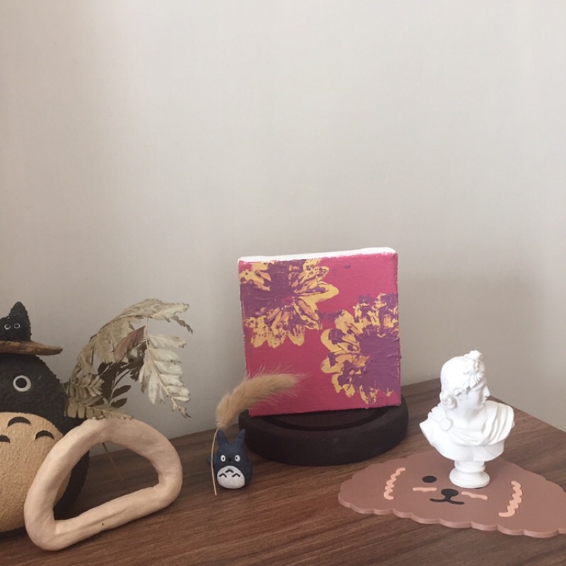 

abstrak flower art mini canvas painting lukisan kanvas mini
