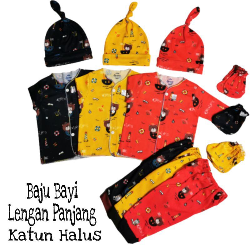 BAJU BAYI NEWBORN KUTUNG PENDEK PANJANG ISI 3PCS / BAJU BAYI UNISEX NASUKA HALUS