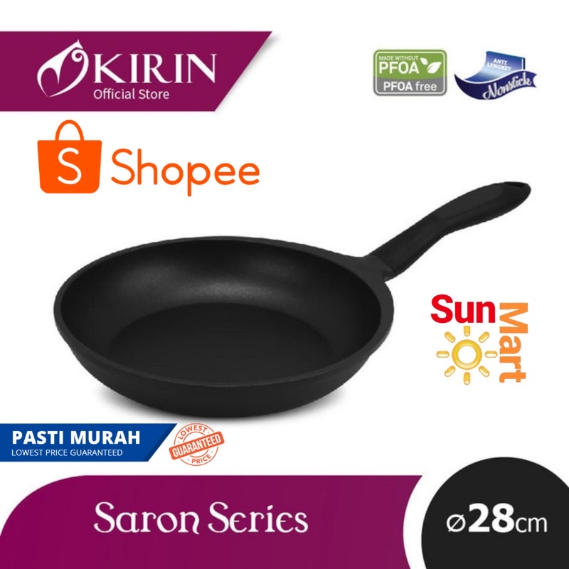 KIRIN FRYPAN WAJAN PENGORENGAN SUPER MEWAH SARON 28 TEFLON PLATINUM PLUS 5.0MM