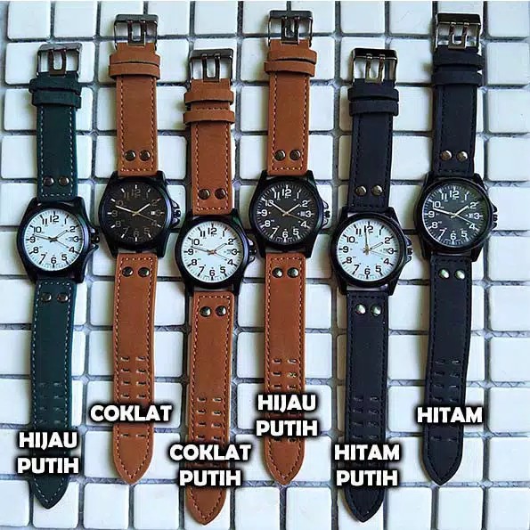Jam Tangan Kulit Pria Fashion Simple Kado Ulang Tahun Terlaris Grosir Import Batam