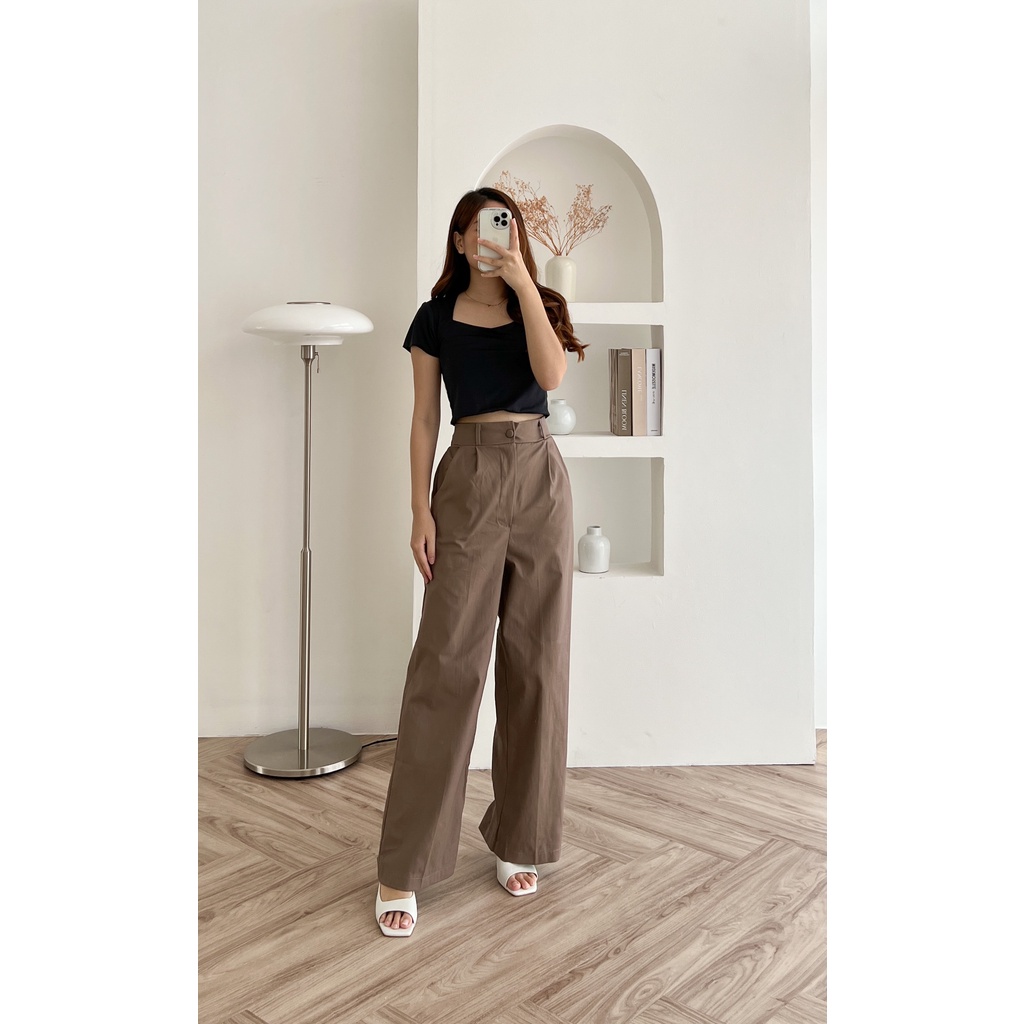 POTTIE - Cassia Chino Pants - Long Chino High Waist - Celana Chino Wanita