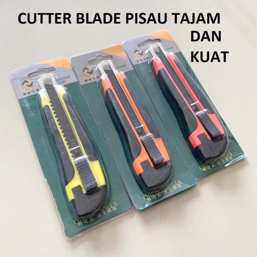 Cutter Cuter Blade Pisau Besi Pemotong Kertas Tajam Kuat Hitam Knife