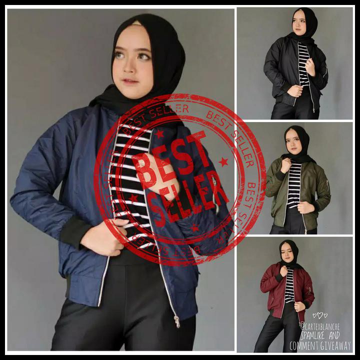 7y9p jaket bomber - jaket bomber parasut - jaket bomber cewek - hitam xsjt