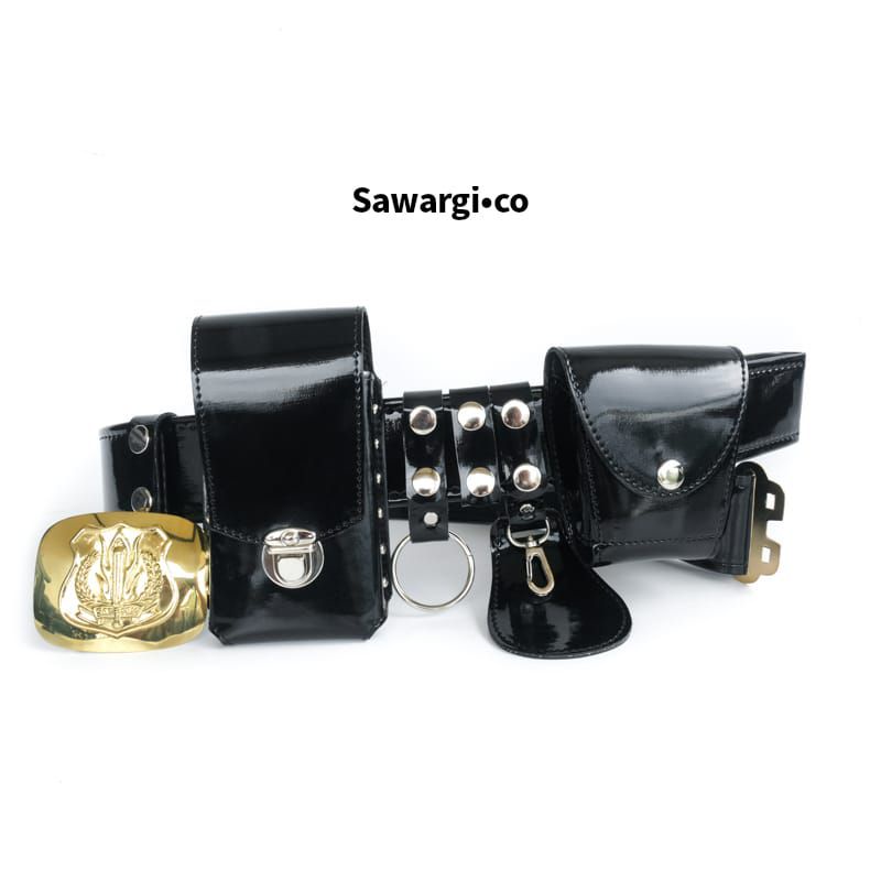 Kopel Sabuk Satpam Kulit Kilap Polos Fullset