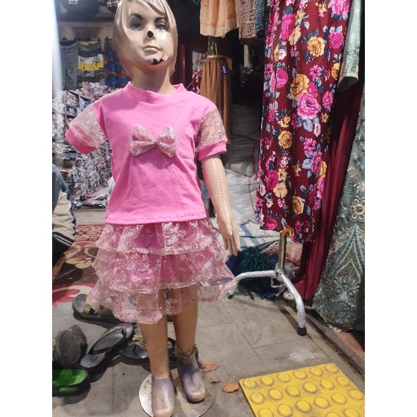 Setelan Brukat Dress Anak Perempuan / Dress Brukat Kombinasi Anak Perempuan Murah