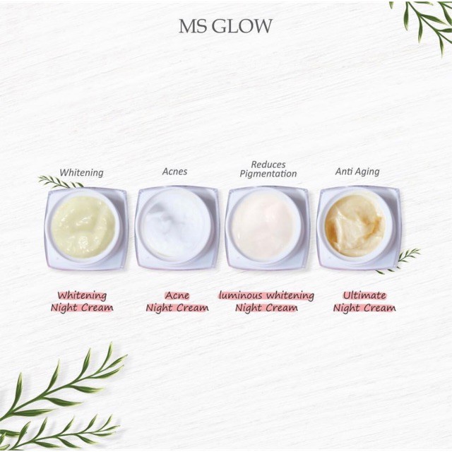 Night Cream Ms Glow 100 Original Whitening Acne Luminous Ultimate Ms Glow Cream Bpom Shopee Indonesia