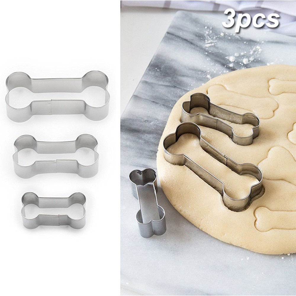 REBUY Kitchen Cake Molds DIY Baking Tool Cookie Mold 3pcs/set Dog Bone Shape Fondant Stainless Steel Pastry Biscuit Cutter/Multicolor