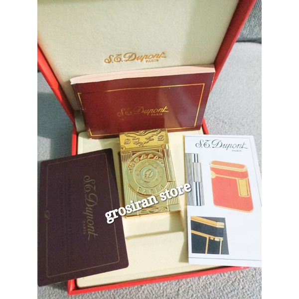 korek St Dupont Paris original gold kartu sertifikat kado box