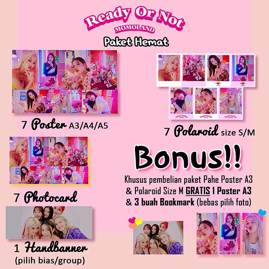 MOMOLAND Ready or Not Pahe Fankit Handbanner Polaroid Poster Bookmark Photocard