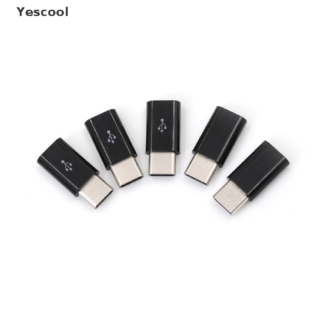 Yescool 5pcs Adapter Konverter USB 3.1 Tipe-C Male Ke Micro USB 3.1