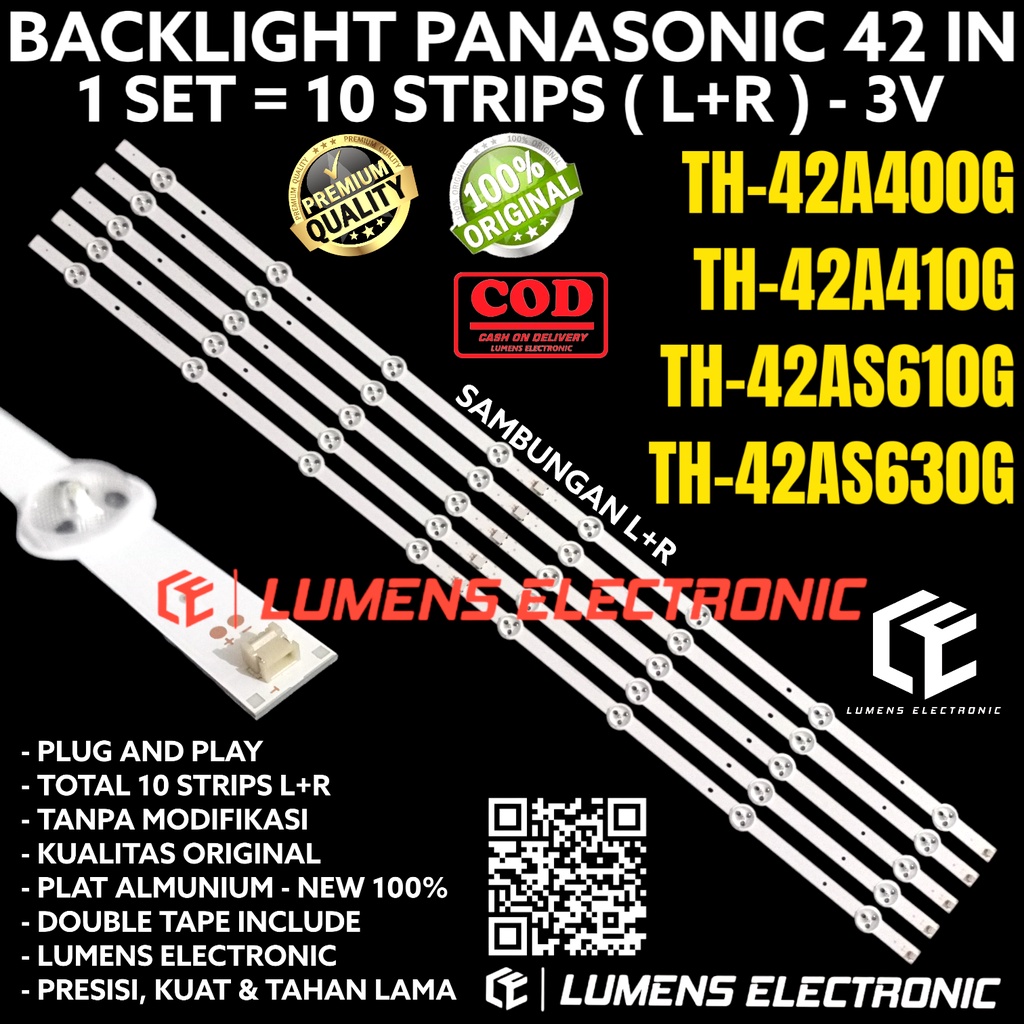 BACKLIGHT TV LED PANASONIC 42 INC TH-42A400G TH-42A410G TH-42AS610G TH-42AS630G LAMPU BL LED 3V 8K T
