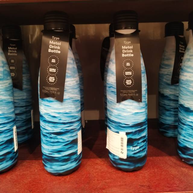 Tumblr Typo - Metal Drink Bottle Blue Ocean