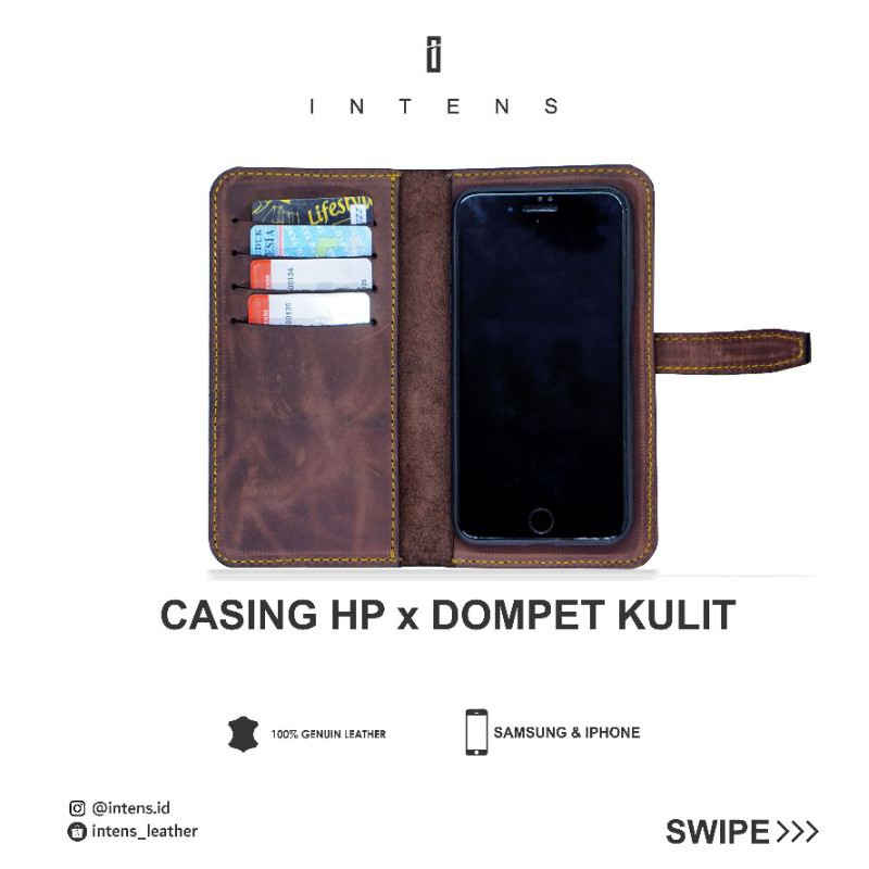 INTENS Dompet hp kulit custom material crazy horse