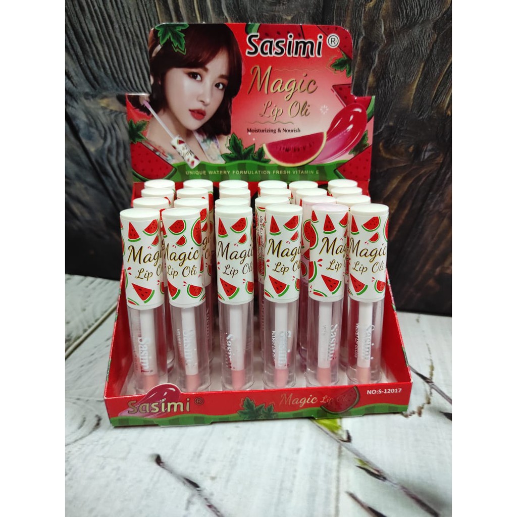 ( 6 PCS ) SASIMI MAGIC LIP  GLOSS OIL WATER MELON S-12017