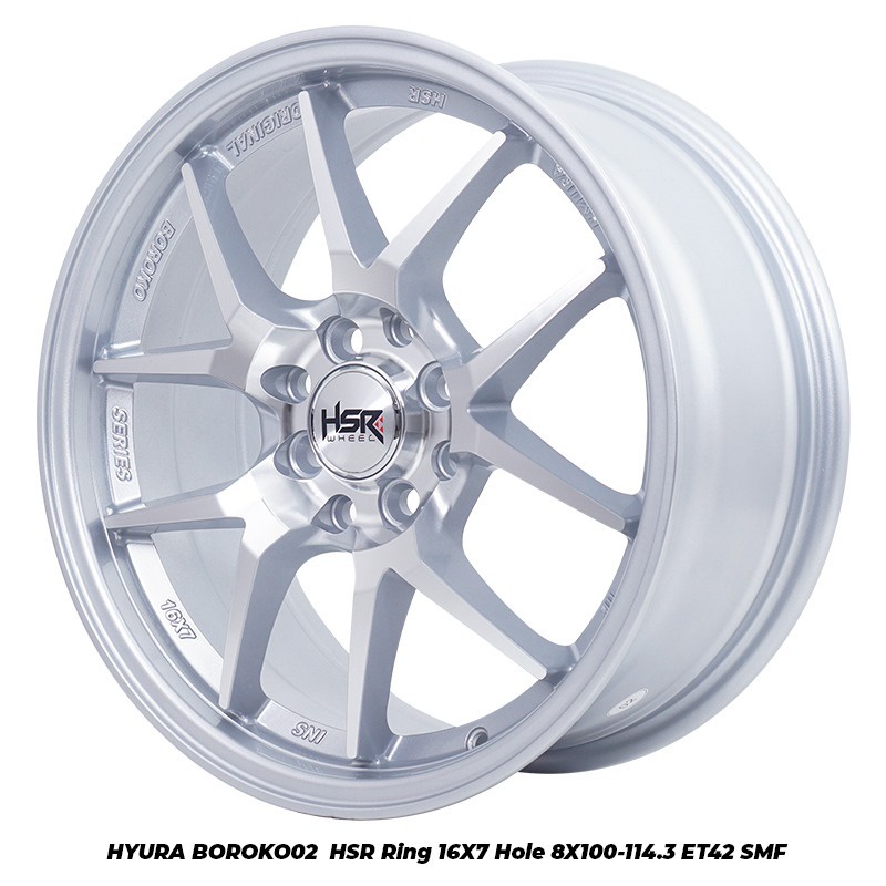 Velg mobil R16 PCD 4x100 dan 4x114,3 Hyura HSR Silver Ring 16 Velg HSR