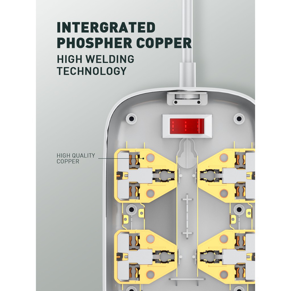 LDNIO SC4407 Defender Series - Colokan Listrik 4 Socket 4 USB QC 3.0