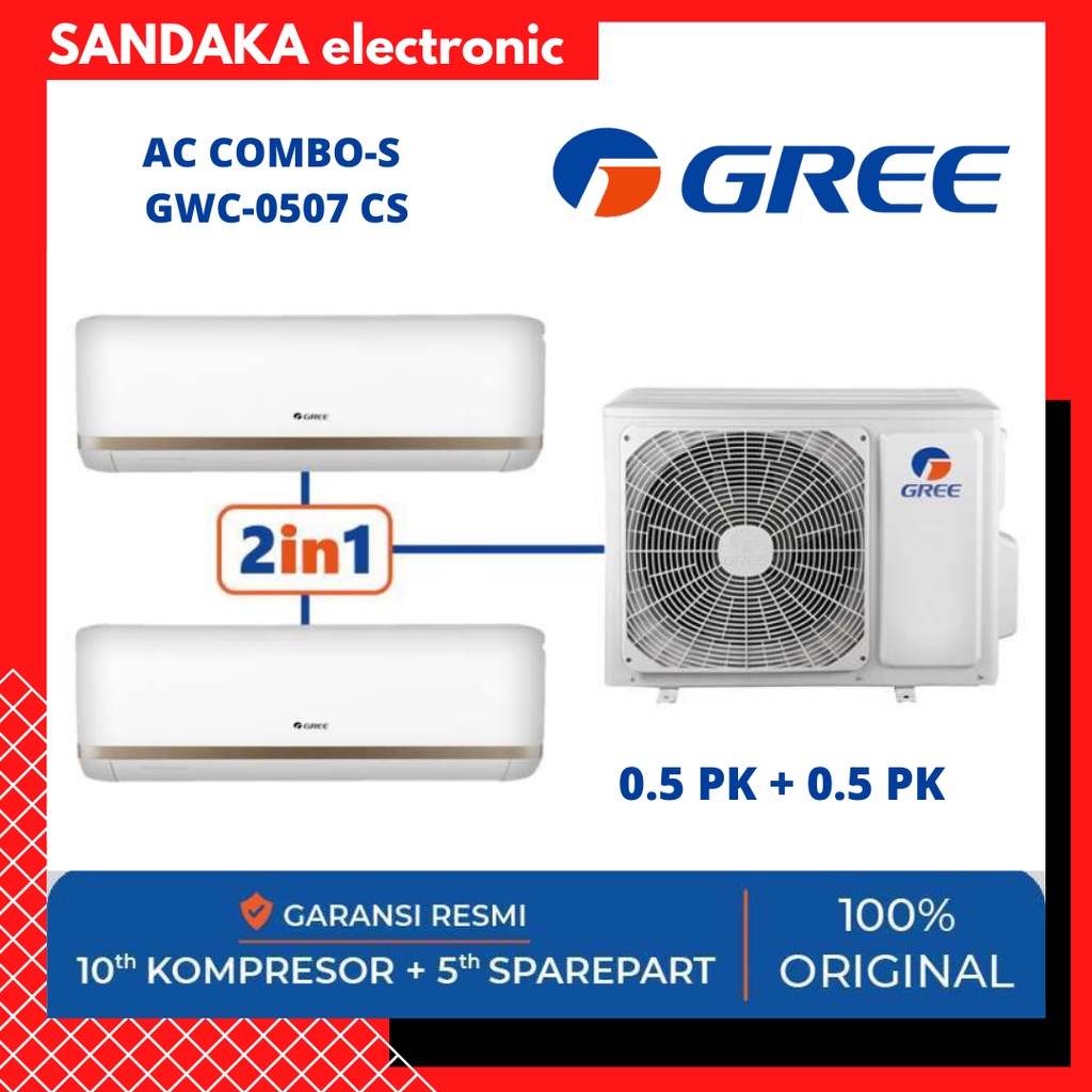 AC GREE GWC-0505CS AC MULTI COMBO SPLIT INVERTER 1/2 +1/2 PK