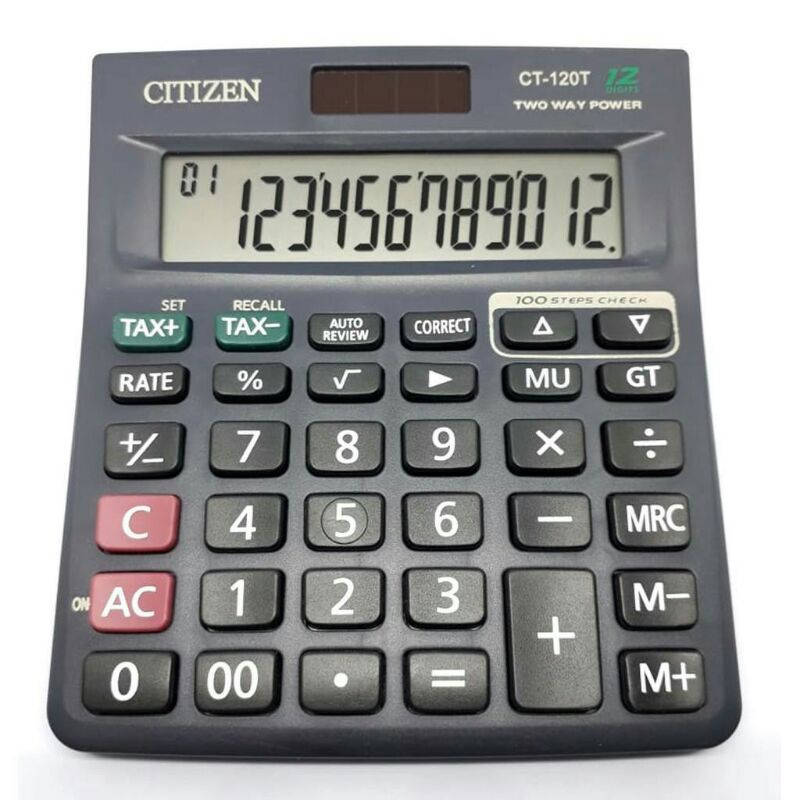 

COD-Kalkulator CT-120T Dagang Ukuran Besar Citizen 12 Digit 112 STEP CHEC K BIG DISPLAY