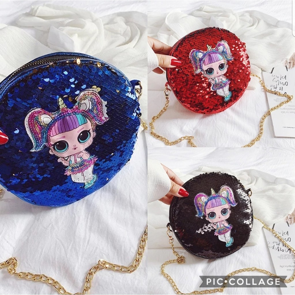 tas slempang anak sequin usap lucu LOL