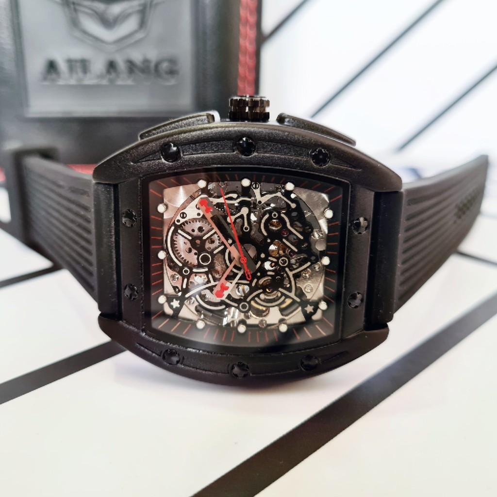 (COD) Jam Tangan Pria Original Kotak AILANG Grandee Automatic Otomatis Mechanical Mekanik Rubber