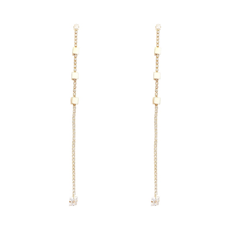 Shuling Simple Long Tassel Earrings Diamond High Sense Ear Jewelry