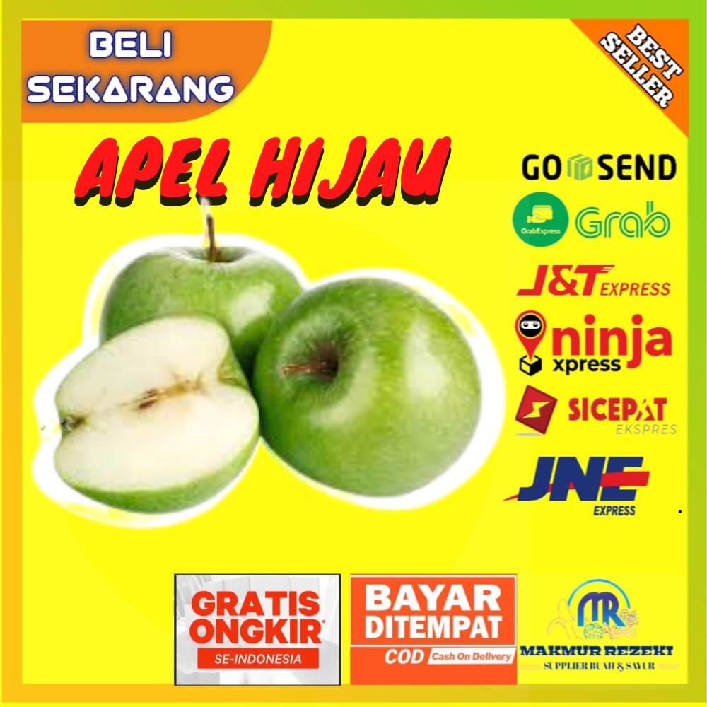 

BUAH APEL HIJAU IJO GRANNY SMITH APPLE GREEN SMITH IMPORT SEGAR PREMIUM SUPER BESAR GEDE 500 GRAM