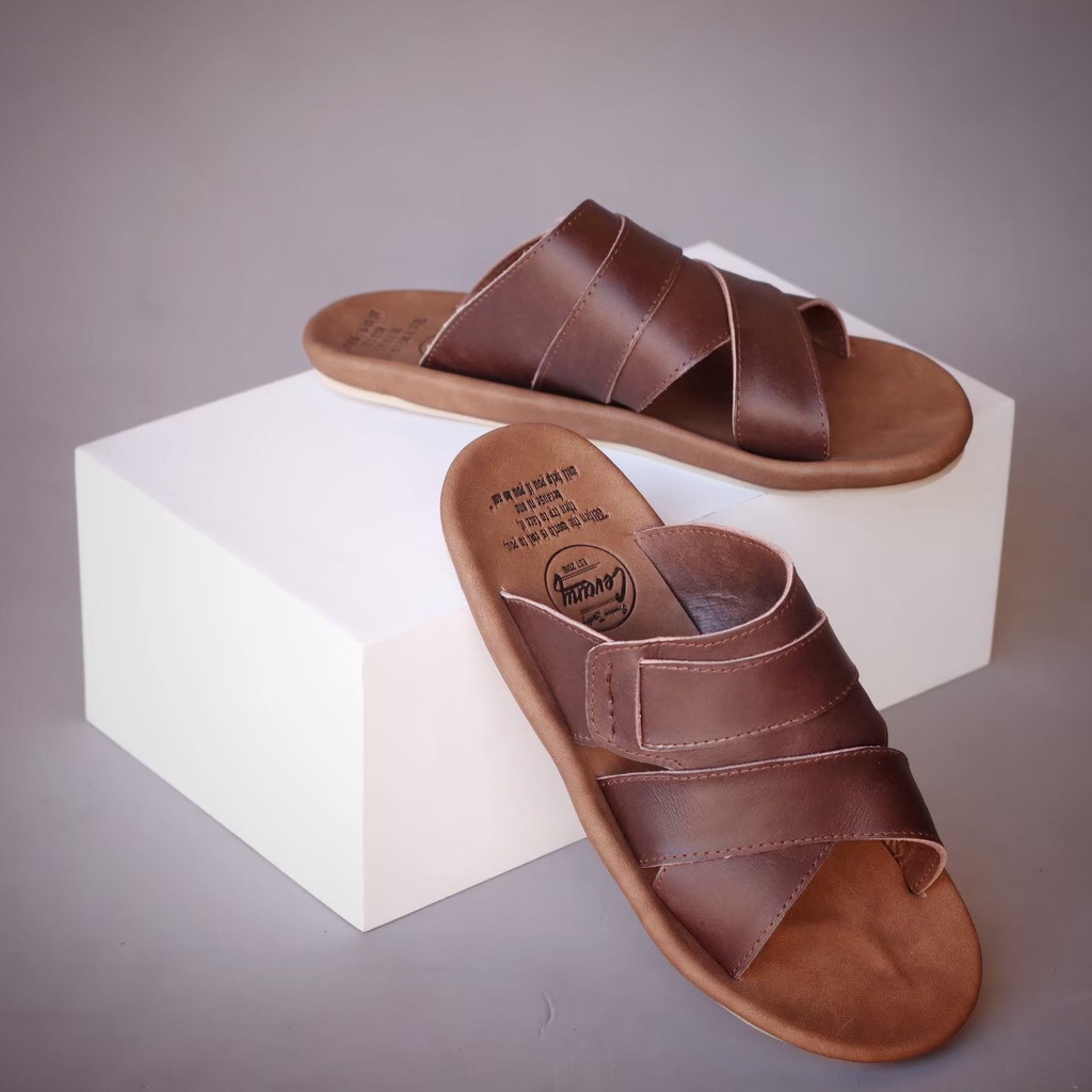 SANDAL PREMIUM CEVANY EXO KULIT PRIA ASLI || SANDAL SLIDE PRIA CASUAL SANTAI BRAND ORIGINAL TERBARU || SANDAL SLOP INDIAN KULIT PRIA