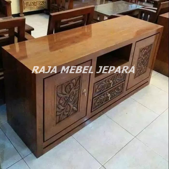 bufet tv jati minimalis modern jepara, furniture jepara