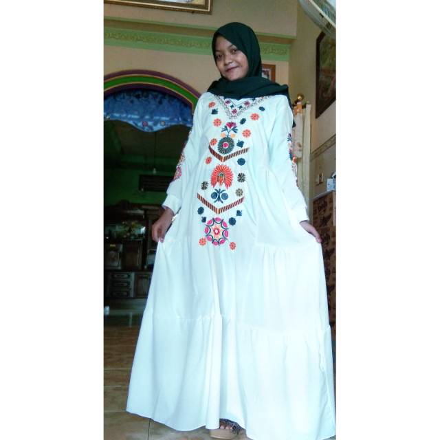 Gamis white  bordil
