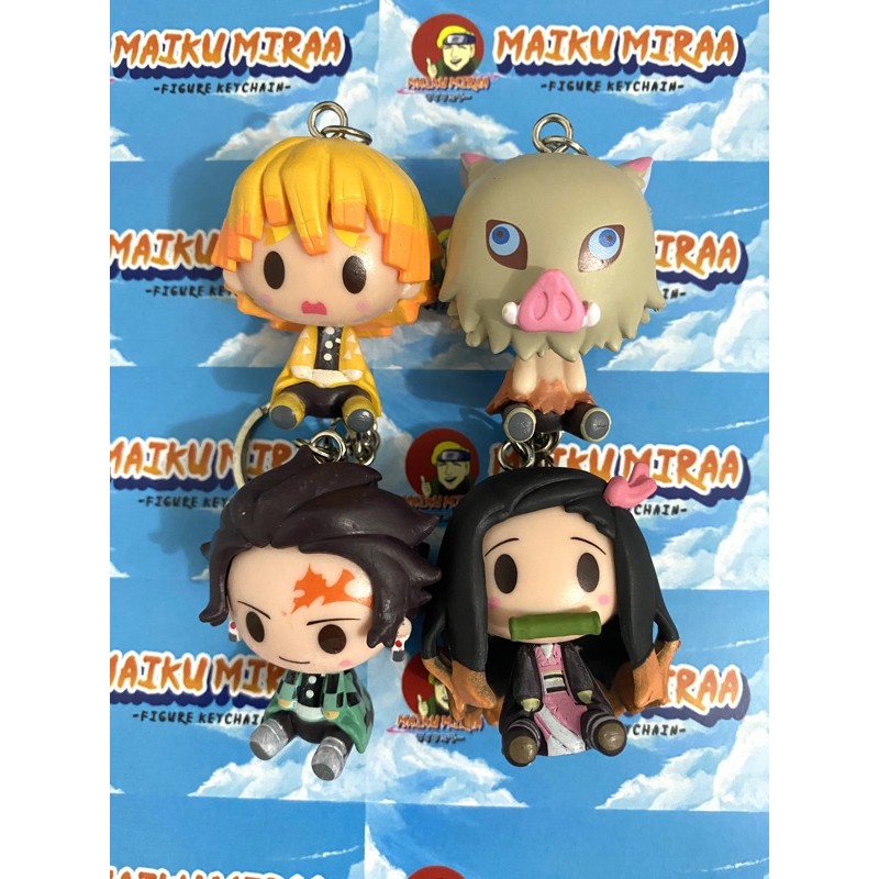 Figure Keychain / Gantungan Kunci Anime Kimetsu no Yaiba Chibi Tanjirou Nezuko Zenitsu Inosuke