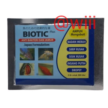 Biotic Plus 5gr Biotik Obat Anti Bakteri Jamur Ikan Hias 5 gr