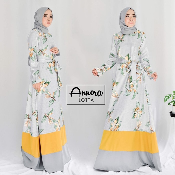 Gamis Abaya Set Motif Bunga / Dress dan Pashmina Lotta Set by Annora