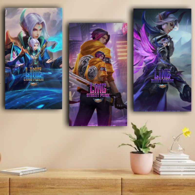 Poster Frame Kayu Skin Ling Mobile Legend Hiasan Dinding Kamar walldecor Evos Rrq Onic Alterego