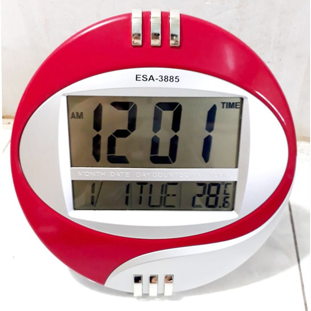 JAM DINDING DIGITAL ESA 3806 T - JAM DINDING DIGITAL BULAT - FITUR LENGKAP Murah