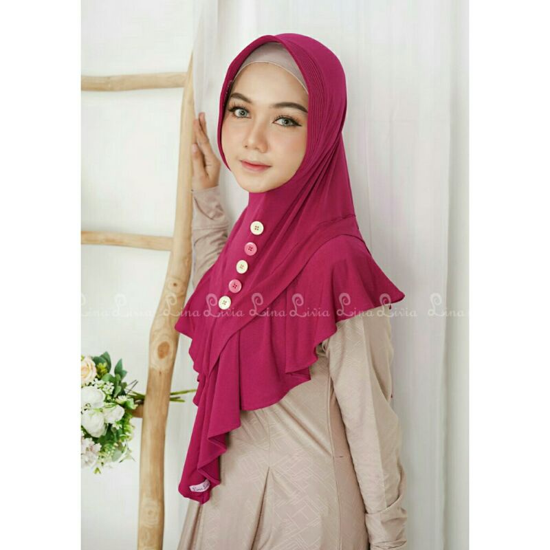 jilbab hijab linalivia Delina kerudung krudung bergo instan bahan jersey ukuran dewasa anak kids ter