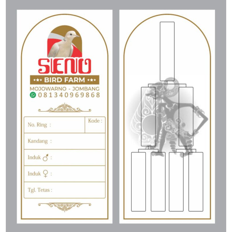 TERMURAH.. KITIR atau identitas untuk keturunan  burung puter pelung.harga per 100 lembar