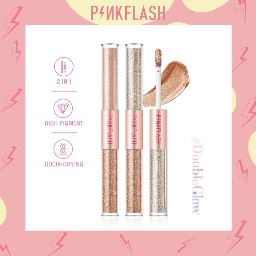 Pinkflash Liquid Eyeshadow 2IN1 Double Glow All Glow High Pigment Waterproof Eyeshadow Pinkflash Eyeshadow Cair